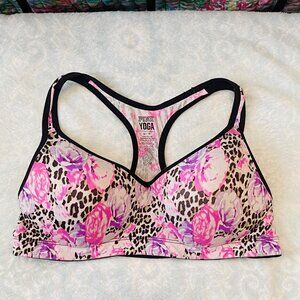 Victoria's Secret PINK Yoga Push Up Bra Medium Flower Animal Print Racerback